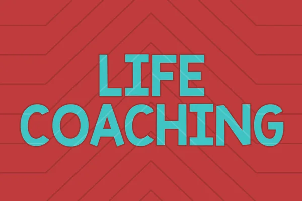 Teksten van Life Coaching. Word Written on Encouragement and Consultation gebaseerd op de huidige conditie Line Illustrated Achtergronden met verschillende vormen en kleuren. — Stockfoto