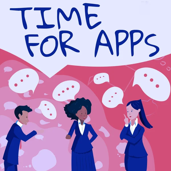 Testo che mostra l'ispirazione Time For Apps. Word Scritto su Il miglior servizio completo che aiuta a comunicare più velocemente Illustrazione dei partner Costruire nuove idee meravigliose per il miglioramento delle competenze. — Foto Stock