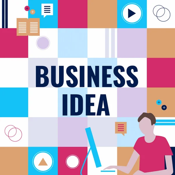 Conceptueel bijschrift Business Idea. Bedrijfsidee het concept dat voor commerciële doeleinden kan worden gebruikt Zakenman Innovatief denken leidende ideeën naar een stabiele toekomst. — Stockfoto