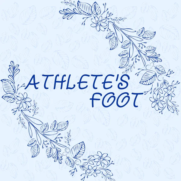 Tekst pokazujący inspirację Athlete S Is Foot. Internet Concept grzyba zakażenie stopy oznaczone pęcherzami Blank Frame ozdobione abstrakcyjnymi zmodernizowane formy Kwiaty i liści. — Zdjęcie stockowe