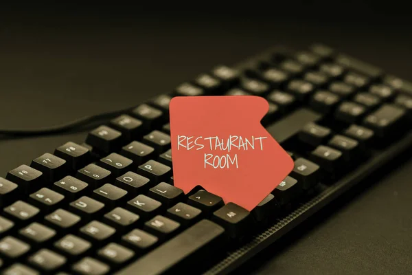 Konceptuell bildtext Restaurang Rummet. Ord för att visa lön för att sitta och äta måltider som tillagas och serveras Skrivprogram Schema, Retyping och felsökning Program strängkoder — Stockfoto