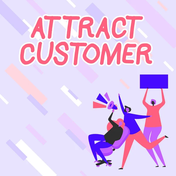 Conceptual caption Attract Customer. Concept meaning to bring more customers or clients to your store or website Woman Drawing Sitting Holding Megaphone Making Announcement