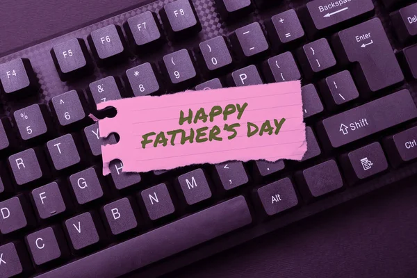 Handwriting text Happy Fathers Day. Business approach celebrated to show love for the patriarch of the family Editing And Retyping Report Spelling Errors, Typing Online Shop Inventory — Stock Photo, Image