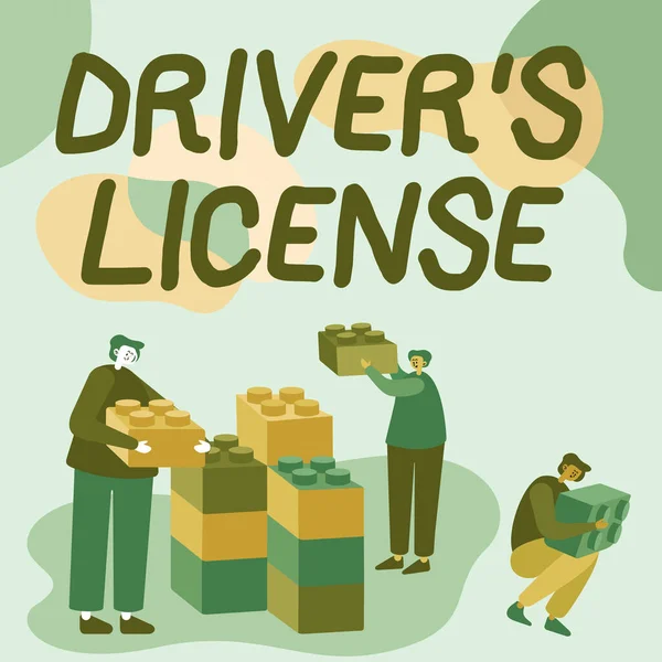 Inspiración mostrando signo Driver S License. Word Escrito en un documento que permite a una persona conducir un vehículo de motor Colegas Mostrando Cubo Representando Trabajo en Equipo Discutiendo Proyecto Futuro. —  Fotos de Stock