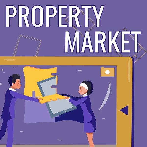 Правообладатель иллюстрации Property Market Концепция, означающая покупку и продажу земельных участков и зданий. — стоковое фото
