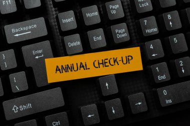 Yıllık Kontrolü sunan metin başlığı. Yıllık üreme sağlığı ziyareti hakkında yazılan sözcük bir sağlık hizmeti sağlayıcısı tarafından yazıldı: Yemek pişirme talimatları ve İçindekiler Listeleri, Çevrimiçi Gıda Blog Yapımı