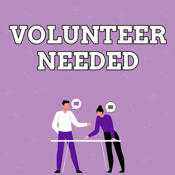 Υπογραφή εμφάνισης Εθελοντών Απαιτείται. Εννοιολογική φωτογραφία Εθελοντής που απαιτείται Συνεργάτες μοιράζονται νέες ιδέες για τη βελτίωση δεξιοτήτων Στρατηγικές εργασίας. — Φωτογραφία Αρχείου