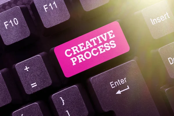 Написання тексту Creative Process. Бізнес-підхід, що об'єднує ідеї в щось цінне творчість Введення передового уроку та планів лекцій, Написання нових сторінок статті — стокове фото