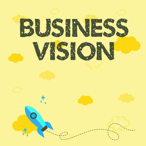 Koncepční popisek Business Vision. Obchodní koncept růst své podnikání v budoucnu na základě vašich cílů Raketa loď spuštění Fast Straight Up To The Vnější prostor. — Stock fotografie