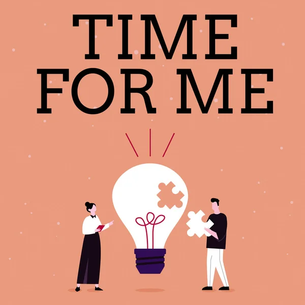 Az ihletet adó szöveg: Time For Me. Internet Concept I will take a moment to be with myself Meditálni Relax Happiness Illustration Of Partners Bulding Új, csodálatos ötletek a készségek fejlesztéséhez. — Stock Fotó