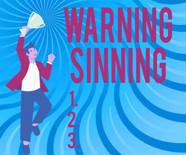 Uyarı Günahı sunan metin başlığı. İşletme vitrininde Uyarı: Günah Beyefendiler Heyecanla Atlıyor Ödül Gösterme Başarıları.