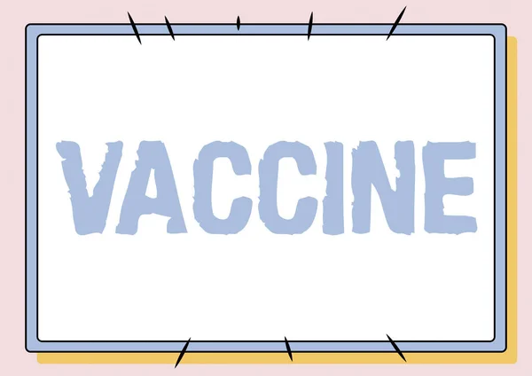 Концептуальний дисплей Вакцина. Слово для лінії вакцини ілюстровані тло з різними формами і кольорами . — стокове фото