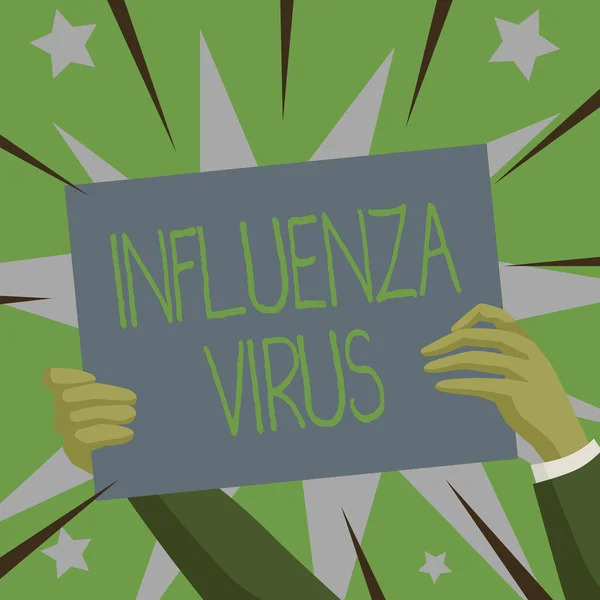 Influenza vírus ihletet adó szöveg. Üzleti koncepció egy influenzavírus által okozott fertőző betegség Hands Holding Paper Új ötletek megjelenítése Csillagokkal körülvéve. — Stock Fotó