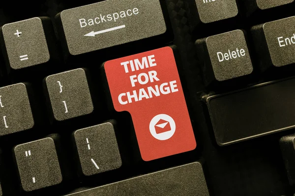 Τίτλος κειμένου που παρουσιάζει το Time for Change. Word Written on Changing Moment Evolution New Beginnings Chance to Grow Entering New Product Key Concept, Πληκτρολογώντας ταινία λογισμικό υπότιτλος — Φωτογραφία Αρχείου