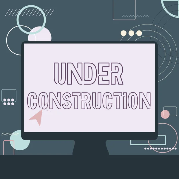 Conceptual display Under Construction. Word for project that is unfinished but actively being worked on Illustration Of Cursor In Blank Screen Monitor Searching Ideas. — Stock Photo, Image