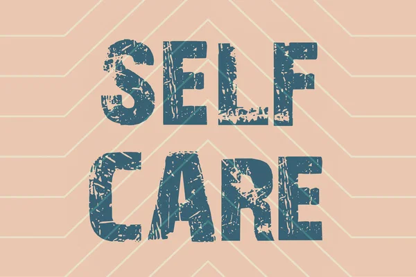 Text caption presenting Self Care. Word for Protection you give to yourself Individual control checking Line Illustrated Backgrounds With Various Shapes And Colours. — Stock Photo, Image