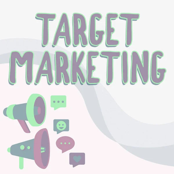 Tekst met inspiratie Target Marketing. Bedrijfsconcept Marktsegmentatie Publiek Doelgroep Klantenselectie Megafoons Tekenen Positieve opmerkingen maken Aankondiging — Stockfoto