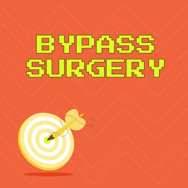 Texto que muestra inspiración Bypass Surgery. Word Escrito sobre el tipo de cirugía que mejora el flujo sanguíneo al corazón Presentando un mensaje que golpea el concepto de la diana, Resumen Anunciando la meta, —  Fotos de Stock