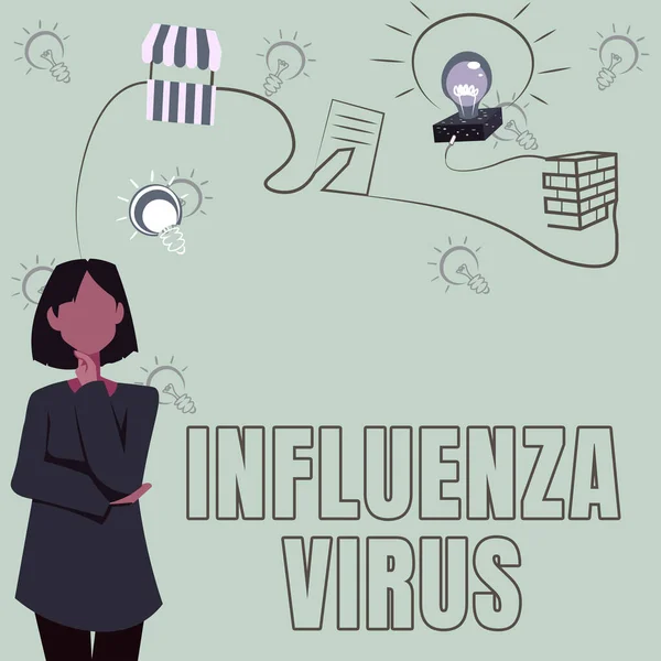 Inspiration som visar tecken på influensavirus. Affärsidé en infektionssjukdom orsakad av ett influensavirus Kvinna innovativt tänkande Ledande idéer mot en stabil framtid. — Stockfoto