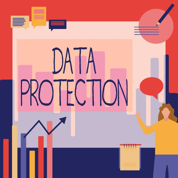 Концептуальный заголовок Защита данных. Бизнес-выставка Защита IP-адресов и персональных данных от вредоносного программного обеспечения. — стоковое фото