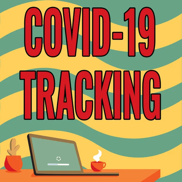 Konceptvisning Covid 19 Tracking. Affärsidé Utmärkande process för eventuella infekterade individer Office Desk Ritning med bärbar penna hållare och en öppen och organiserad — Stockfoto
