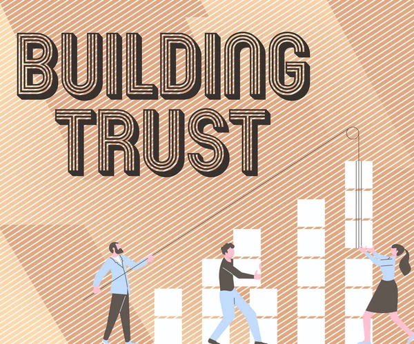 Texto que presenta Building Trust. Actividad de concepto de negocio de confianza emergente entre mostrar trabajar eficazmente Ilustración de socios Construyendo nuevas ideas maravillosas para la mejora de habilidades. — Foto de Stock