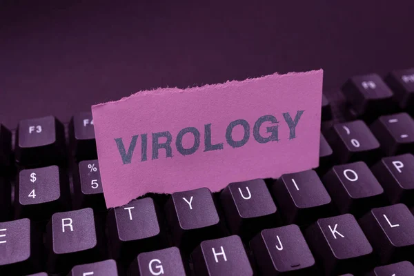 Skriver text med virologi. Affärsidé Virologi Sammanfattning Skrivlektioner och föreläsningsplaner, omskrivning av låttexter — Stockfoto