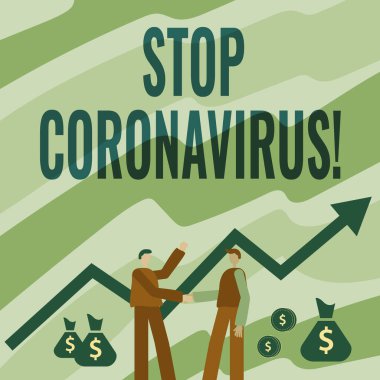 Coronavirus 'u Durdur' u sunan metin başlığı. COVID19 davalarını azaltmak için yürütülen 