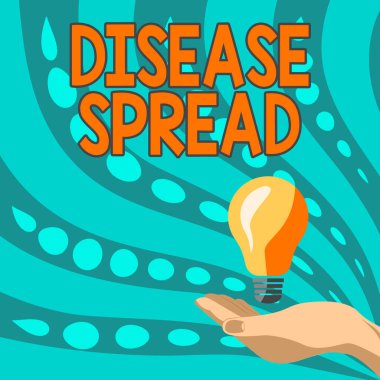 Hastalık Yayıldığını gösteren bir tabela. Bir kişi aracılığıyla bir virüs ajanının doğrudan transferi için Yeni Fikirler Sunan resmi kıyafetli Lady Hands Holding Lambası ile iletişime geçin Proje için,
