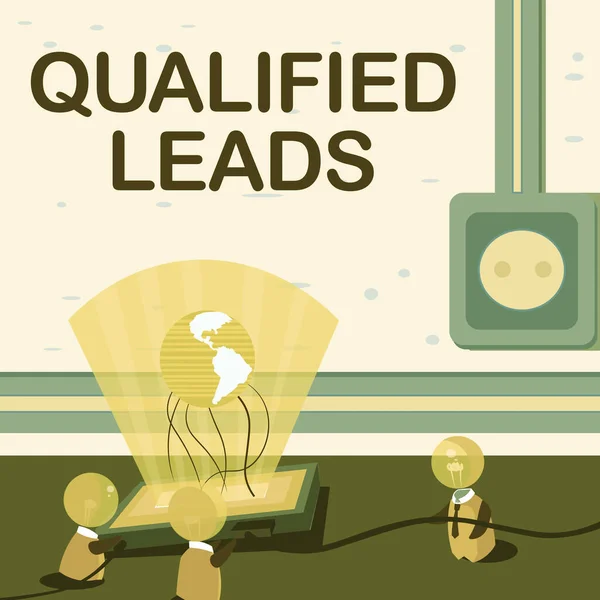 Bildunterschrift: Qualified Leads. Konzeptionelle Fotoleitung wird wahrscheinlich zum Kunden im Vergleich zu anderen globalen Ideen, die zusammen neue technologische Errungenschaften bilden. — Stockfoto