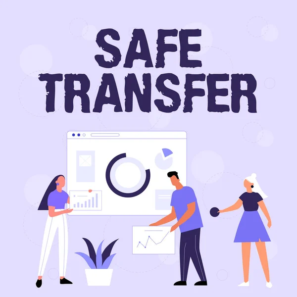 Text caption presenting Safe Transfer. Business showcase Wire Transfers electronically Not paper based Transaction Employee Helping Together Sharing Ideas For Skill Improvement.