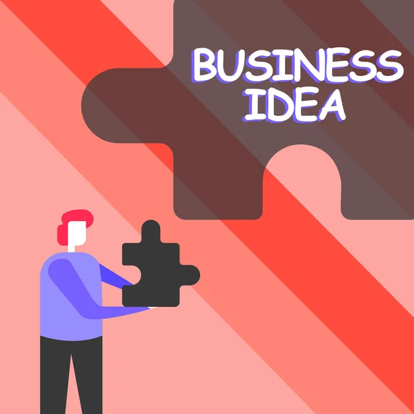 Didascalia concettuale Business Idea. Business approccio il concetto che può essere utilizzato per scopi commerciali Business Man Holding puzzle pezzo sbloccare nuove tecnologie futuristiche — Foto Stock