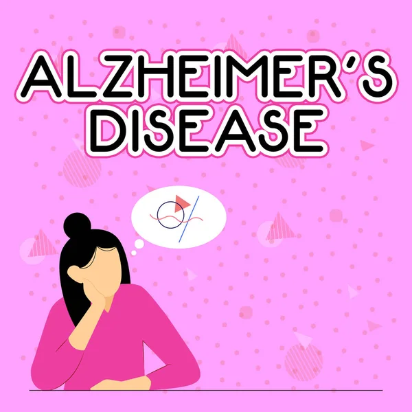 Conceptuele weergave Alzheimer S is ziekte. Business showcase Geavanceerde geestelijke achteruitgang die zich voordoen op oudere leeftijd Illustratie van Lady Thinking Diep Alleen Voor Nieuwe Geweldige Tactische Ideeën. — Stockfoto