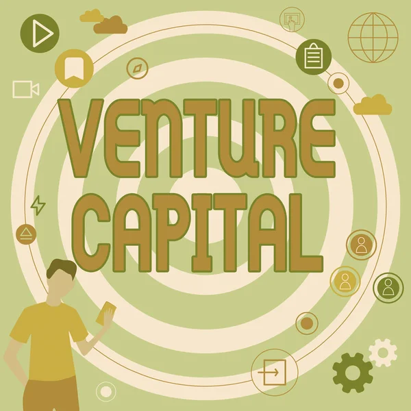 Εννοιολογική απεικόνιση Venture Capital. Χρηματοδότηση επιχειρηματικής προσέγγισης από επιχειρήσεις σε μικρές επιχειρήσεις πρώιμης φάσης Επιχειρηματίας Καινοτόμος Σκέψη Καθοδηγητικές Ιδέες Προς Σταθερό Μέλλον. — Φωτογραφία Αρχείου