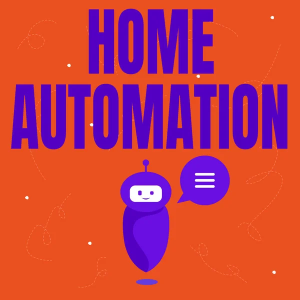 집 자동화를 표시하는 서명. 전자회로 플로팅 로봇의 대부분을 자동화 할 수있는 비즈니스 아이디어 홈 솔루션우리에게 놀라운 정보를 말해 주는 새로운 Chat Cloud. — 스톡 사진