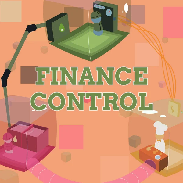 Text showing inspiration Finance Control. Business showcase procedures that are implemented to manage finances Joined Booths Providing Necessary Workplace Resources. — Stock Photo, Image