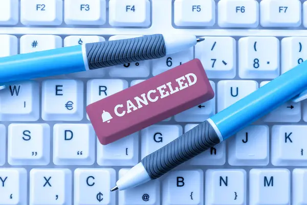 Text sign showing Canceled. Business concept to decide not to conduct or perform something planned or expected Editing New Story Title, Typing Online Presentation Prompter Notes — Stock Photo, Image