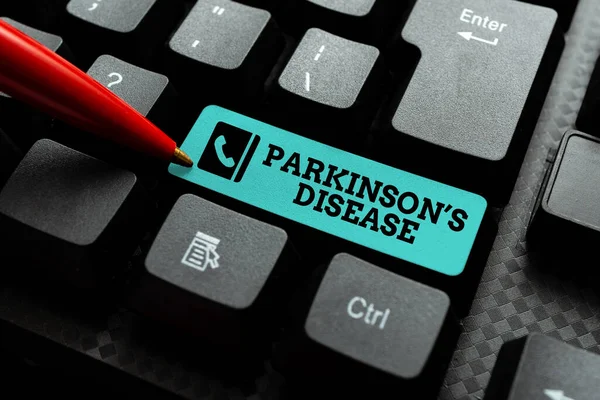 Inspiração mostrando sinal Parkinson s é doença. Visão geral do negócio distúrbio do sistema nervoso que afeta o movimento Envio Abstrato Múltiplas Mensagens Online, Grupo de Digitação Lições — Fotografia de Stock