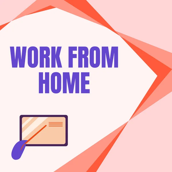 Handschriftliches Zeichen Work From Home. Geschäftsübersicht Arbeit von zu Hause aus Kartenzeichnen mit dem Zeichenstab von Hand auf kleine Details. — Stockfoto