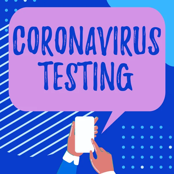 A Coronavírus Tesztet mutató üzenet. Word Written on Collection of samples from a viable patient to identify SARSCoV2 Mobile Drawing Sharing Pozitív hozzászólások és jó beszéd buborék — Stock Fotó
