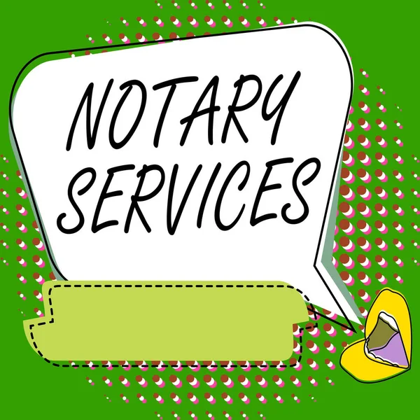 Handschrift notaris diensten. Woord voor diensten verleend door een staat in opdracht van notaris Lips Tekenen Delen Positieve reacties Goede reacties via Bubble. — Stockfoto