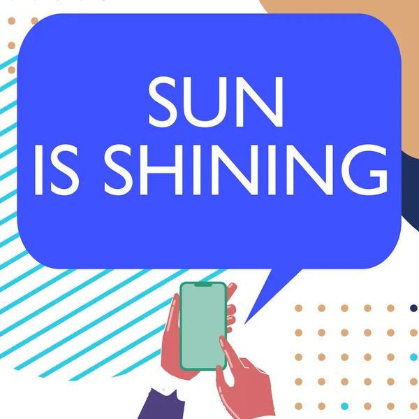 Rukopis Sun Is Shining. Slovo pro to je něco šíří teplo, štěstí a potěšení Mobilní kreslení Sdílení Pozitivní Komentáře A Good Speech Bubble — Stock fotografie