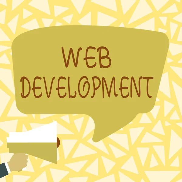 概念标题：Web Development 。互联网概念指的是通过内联网开发网站，向公众发布新的精彩消息 — 图库照片