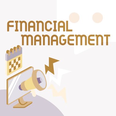 Kavramsal manşet Finansal Yönetim. Mali faaliyetleri düzenleyen ve kontrol eden iş genel değerlendirmesi Tavan Tavanı Megafon Çizim Verme Tepkisi Duyurusu.