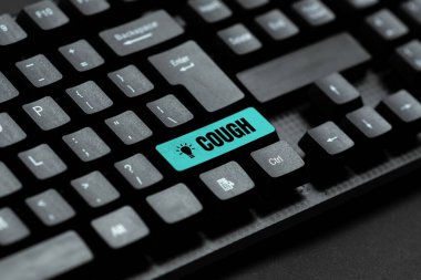 Metin öksürüğü gösterimi yazılıyor. Yeni Çevrimiçi Blog Web Sitesi 'ni kurmak, Anlamlı İnternet İçeriği Yazmak için hava yollarını temizlemek için pasajlar boyunca havanın aniden çıkarılması kavramsal fotoğraf