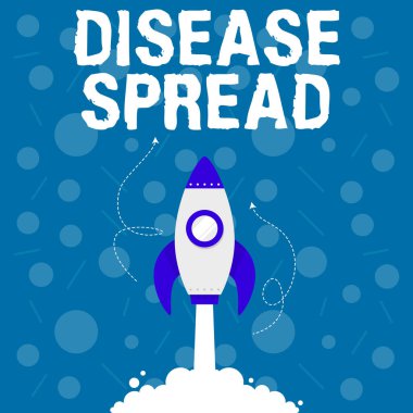 Metin Hastalığı Yayılımı gösterimi yazılıyor. Bir viral ajanın, Roket Gemisinin Dış Uzaya Hızla Fırlatılması illüstrasyonuyla doğrudan insan aracılığı ile konsept fotoğraf transferi.