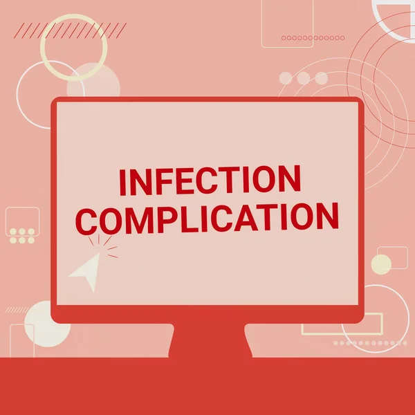 Segno che mostra la complicazione dell'infezione. Business vetrina reazione indesiderata derivante da un'immunosoppressione Illustrazione del cursore in bianco schermo Monitor Idee di ricerca. — Foto Stock