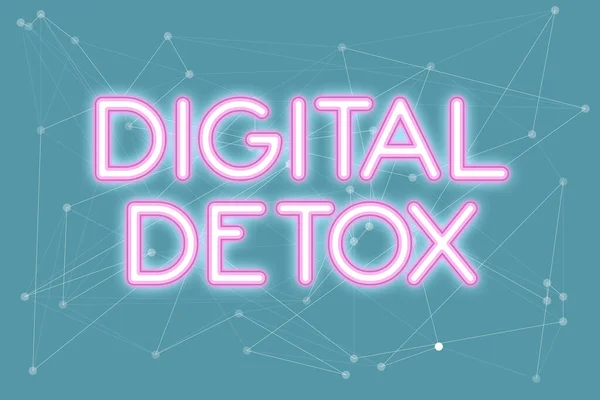 Kézírás szöveg Digitális Detox. Koncepció jelentése Az elektronikus és digitális eszközök használatának tilalma Vonal Illusztrált hátterek különböző formákkal és színekkel. — Stock Fotó