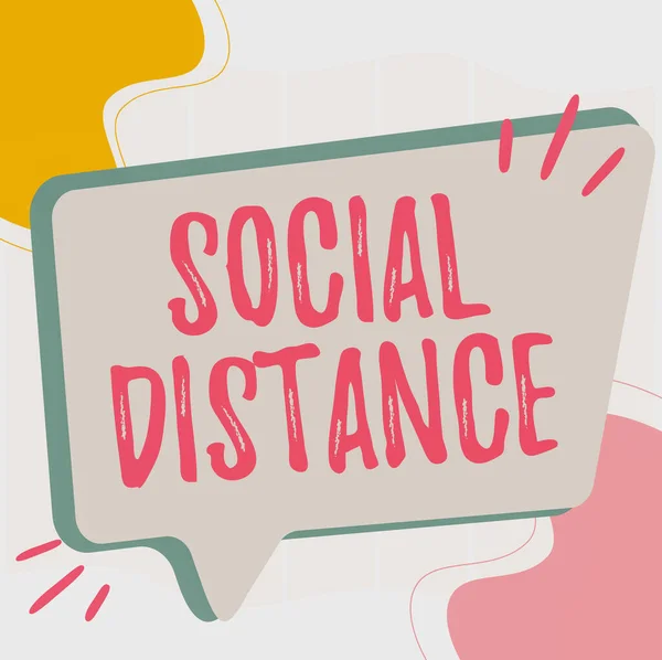 Text, der Inspiration zeigt Social Distance. Word for keep a high interval physical distance for public health safety Illustration Of Empty Big Chat Box For Waiting For Advertisement. — Stockfoto