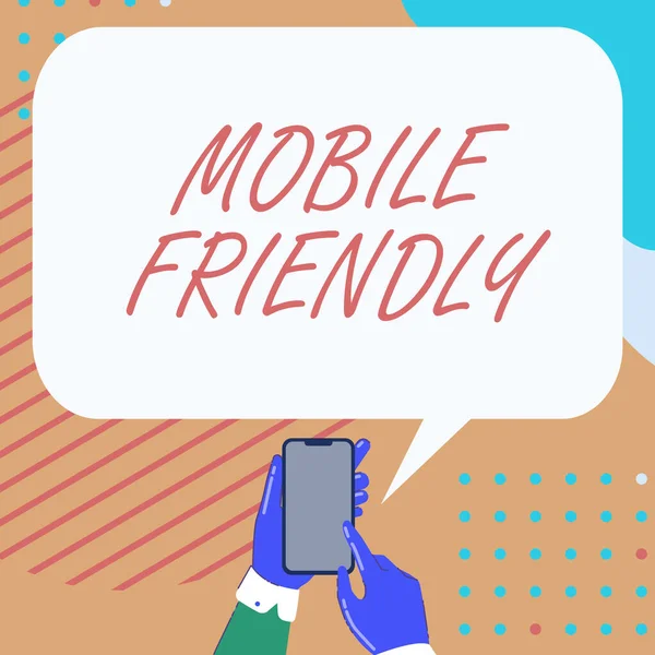 Pisanie wyświetlania tekstu Mobile Friendly. Strona koncepcji biznesowej jest przeznaczona do wyświetlania na urządzeniu mobilnym poprawnie Mobile Drawing Sharing Pozytywne komentarze i dobra bańka mowy — Zdjęcie stockowe